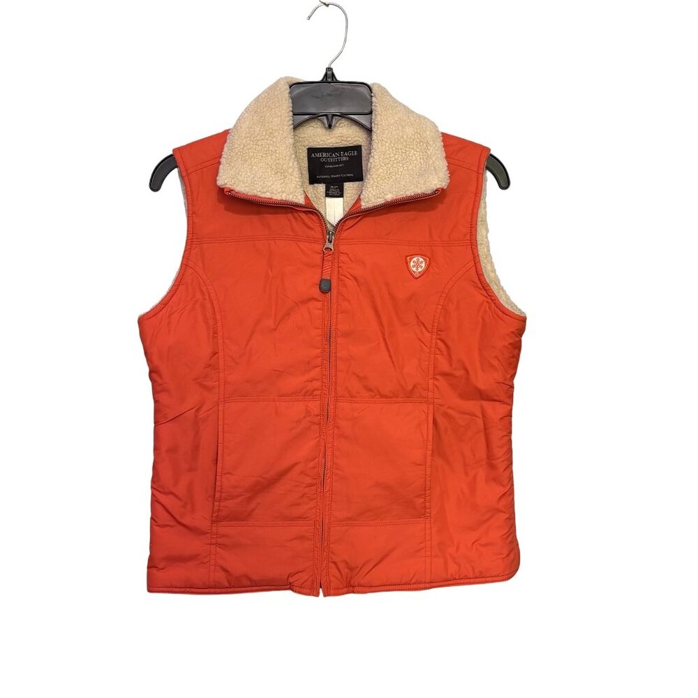 American Eagle‎ Outfitters Women's Orange Sherpa-Lined Vest S/P Shelter Series